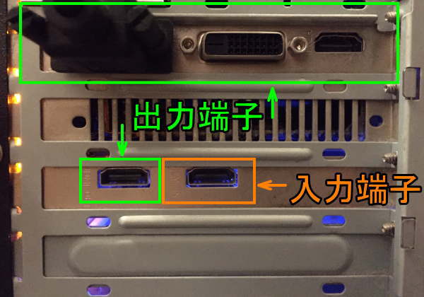 PCに取り付けたキャプチャーボードのHDMI端子